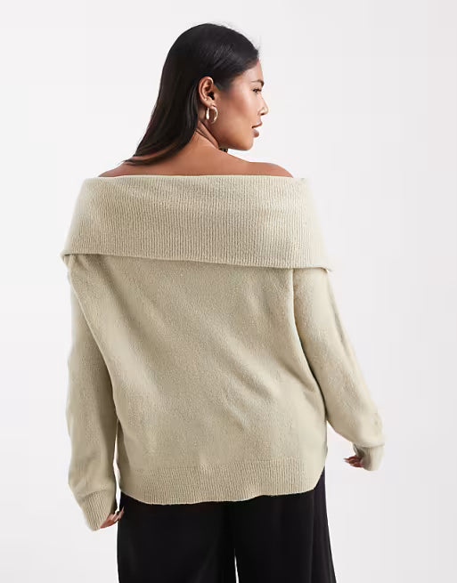 Sage Bardot Sweater