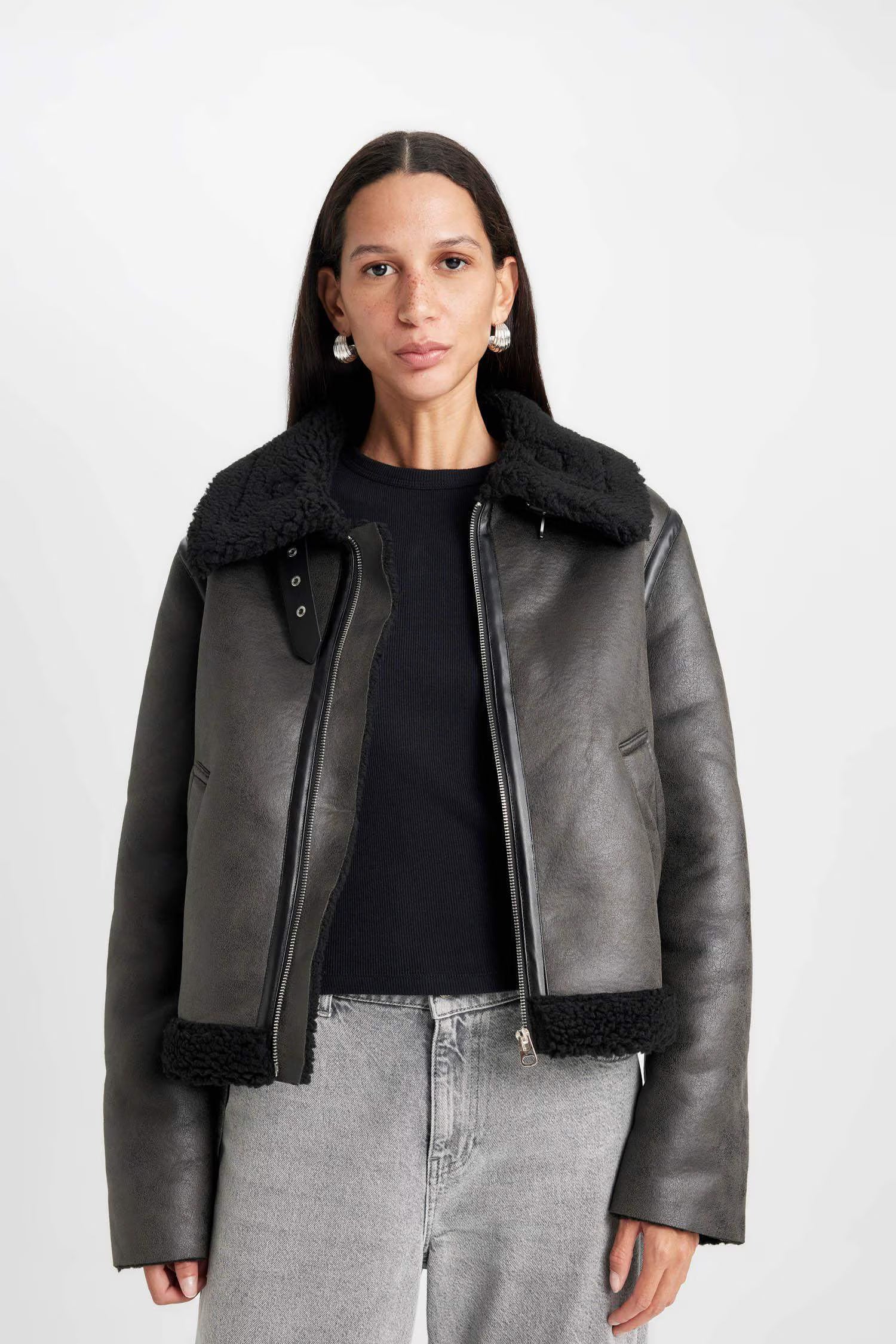 Regular Fit Leather Jacket