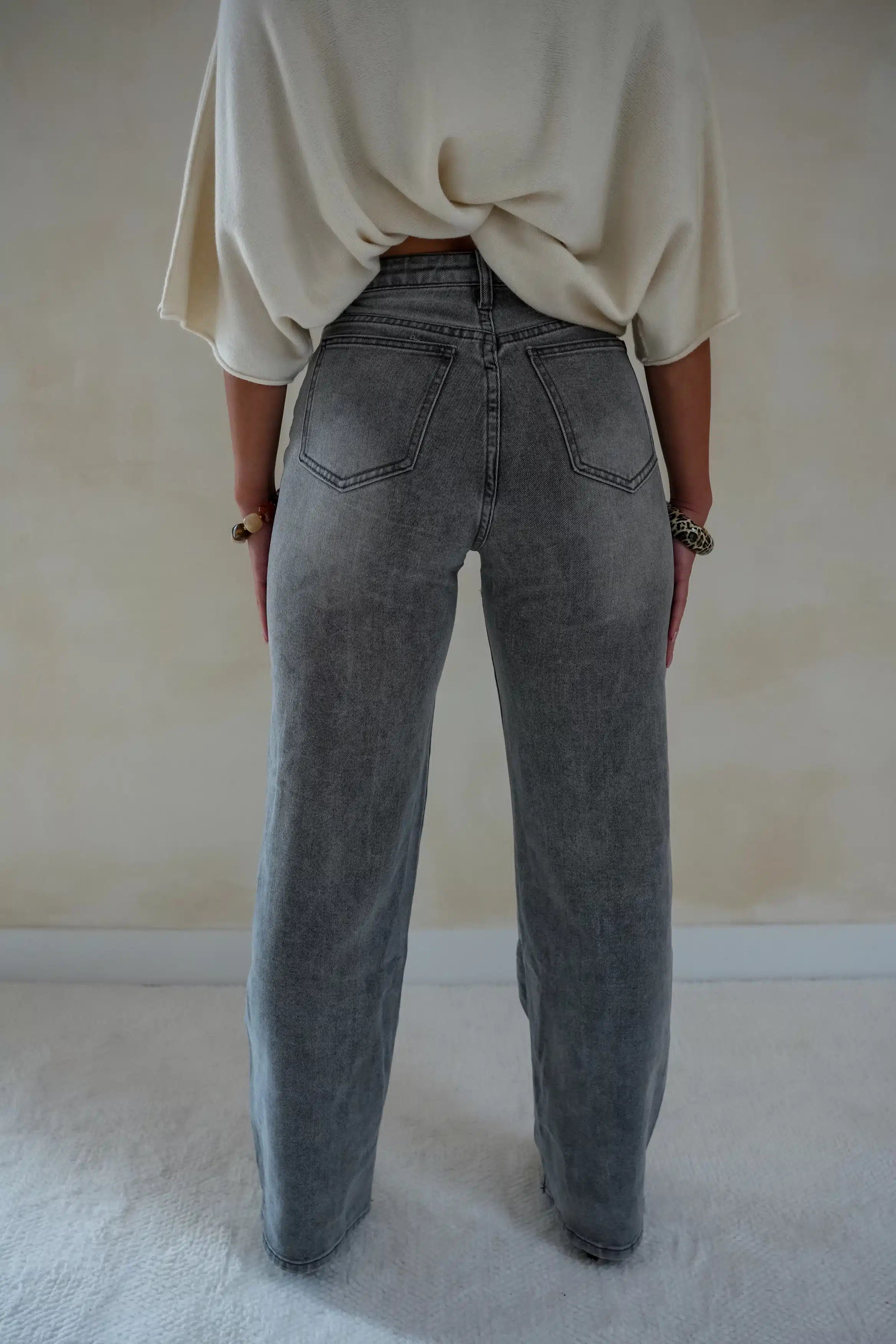 Wide-Leg Grey Denim