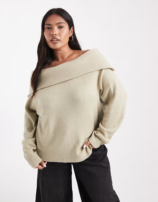 Sage Bardot Sweater