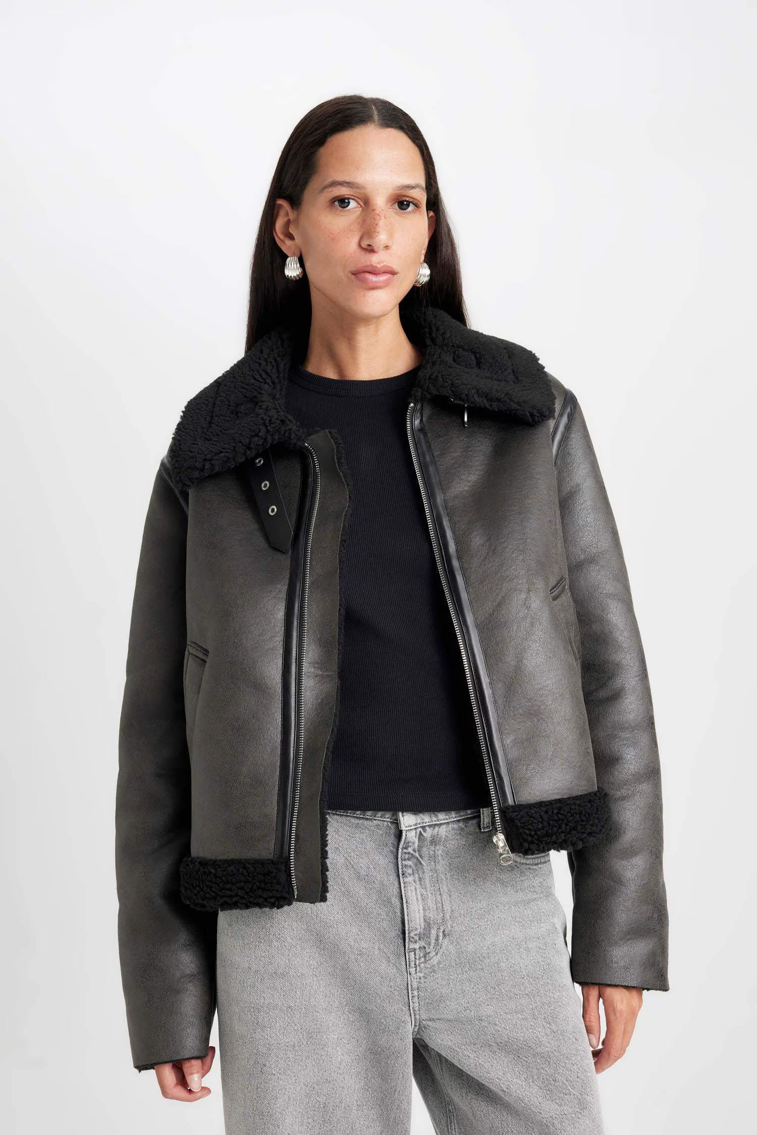 Regular Fit Leather Jacket