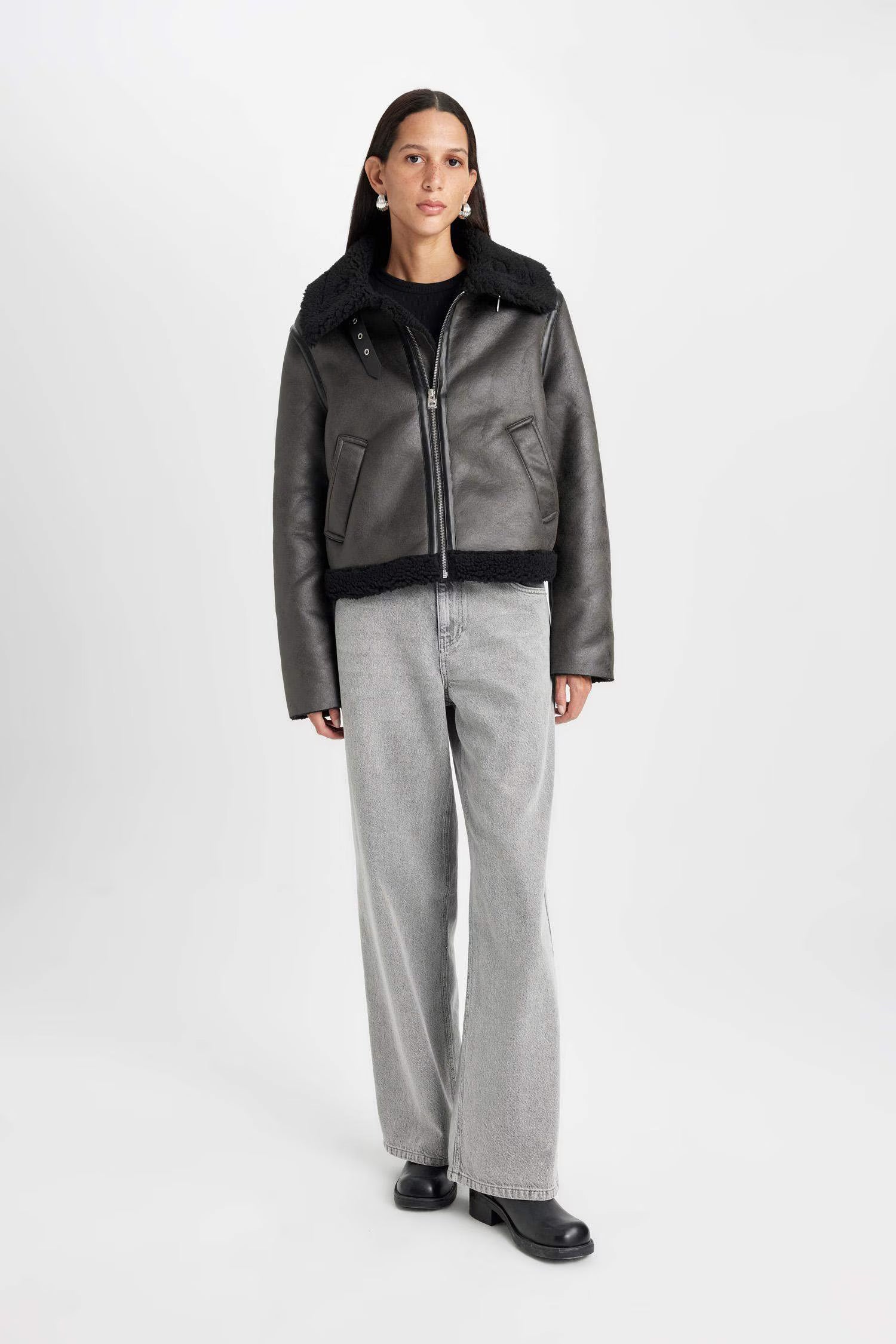 Regular Fit Leather Jacket