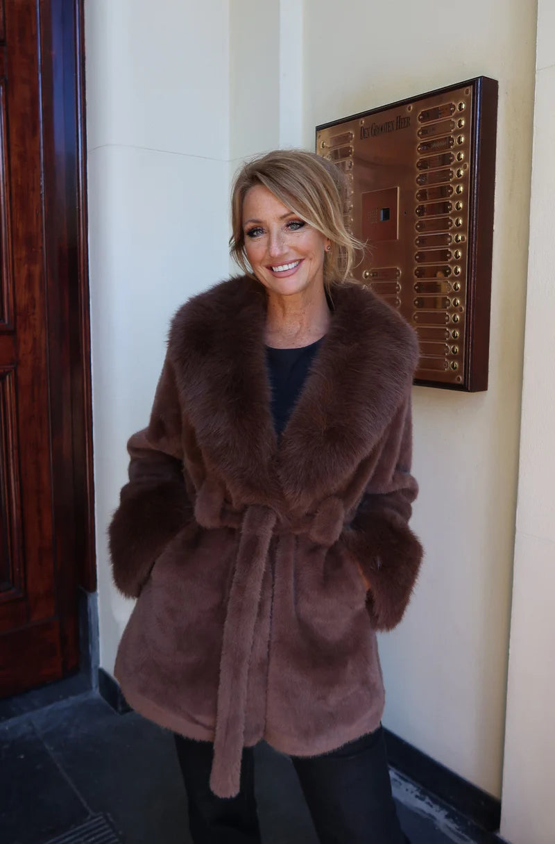 Chocolate Faux Fur Coat